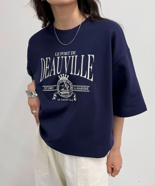 fredy emue（フレディエミュ）の「エンブレム刺繍ポンチTシャツプルオーバー（Tシャツ/カットソー・レディース・ダークネイビー/オフホワイト/ライトグレー・38）」の13枚目の写真