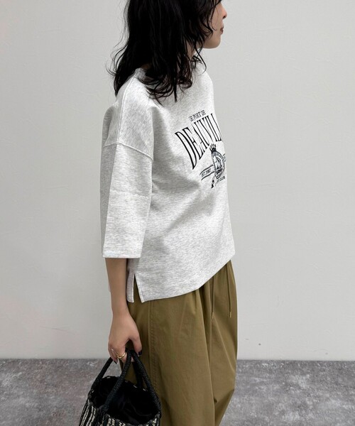 fredy emue（フレディエミュ）の「エンブレム刺繍ポンチTシャツプルオーバー（Tシャツ/カットソー・レディース・ダークネイビー/オフホワイト/ライトグレー・38）」の17枚目の写真