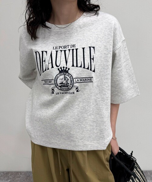 fredy emue（フレディエミュ）の「エンブレム刺繍ポンチTシャツプルオーバー（Tシャツ/カットソー・レディース・ダークネイビー/オフホワイト/ライトグレー・38）」の19枚目の写真