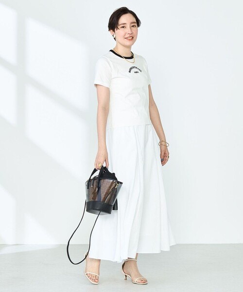 NOLLEY’S Sophi（ノーリーズソフィ）の「シルケット天竺衿配色ロゴTシャツ（Tシャツ/カットソー・レディース・ホワイト/ブラック系その他/ダークネイビー・38）」の4枚目の写真