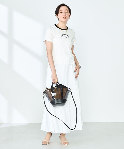 NOLLEY’S Sophi（ノーリーズソフィ）の「シルケット天竺衿配色ロゴTシャツ（Tシャツ/カットソー・レディース・ホワイト/ブラック系その他/ダークネイビー・38）」の5枚目の写真