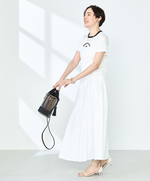 NOLLEY’S Sophi（ノーリーズソフィ）の「シルケット天竺衿配色ロゴTシャツ（Tシャツ/カットソー・レディース・ホワイト/ブラック系その他/ダークネイビー・38）」の6枚目の写真