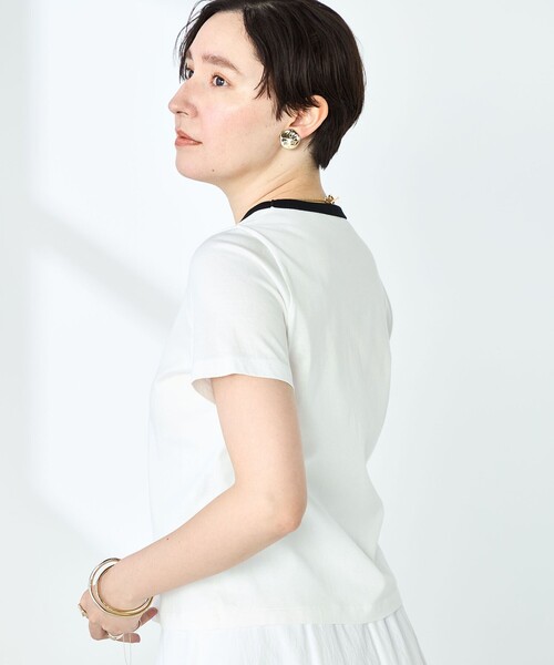 NOLLEY’S Sophi（ノーリーズソフィ）の「シルケット天竺衿配色ロゴTシャツ（Tシャツ/カットソー・レディース・ホワイト/ブラック系その他/ダークネイビー・38）」の12枚目の写真