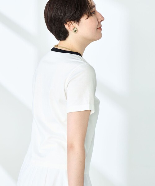 NOLLEY’S Sophi（ノーリーズソフィ）の「シルケット天竺衿配色ロゴTシャツ（Tシャツ/カットソー・レディース・ホワイト/ブラック系その他/ダークネイビー・38）」の13枚目の写真