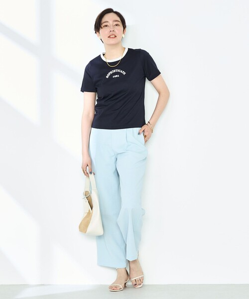 NOLLEY’S Sophi（ノーリーズソフィ）の「シルケット天竺衿配色ロゴTシャツ（Tシャツ/カットソー・レディース・ホワイト/ブラック系その他/ダークネイビー・38）」の14枚目の写真