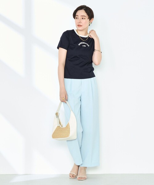 NOLLEY’S Sophi（ノーリーズソフィ）の「シルケット天竺衿配色ロゴTシャツ（Tシャツ/カットソー・レディース・ホワイト/ブラック系その他/ダークネイビー・38）」の15枚目の写真