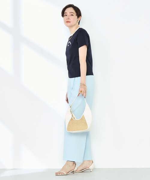 NOLLEY’S Sophi（ノーリーズソフィ）の「シルケット天竺衿配色ロゴTシャツ（Tシャツ/カットソー・レディース・ホワイト/ブラック系その他/ダークネイビー・38）」の16枚目の写真