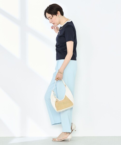 NOLLEY’S Sophi（ノーリーズソフィ）の「シルケット天竺衿配色ロゴTシャツ（Tシャツ/カットソー・レディース・ホワイト/ブラック系その他/ダークネイビー・38）」の17枚目の写真