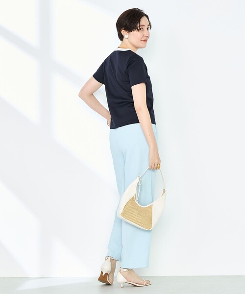 NOLLEY’S Sophi（ノーリーズソフィ）の「シルケット天竺衿配色ロゴTシャツ（Tシャツ/カットソー・レディース・ホワイト/ブラック系その他/ダークネイビー・38）」の18枚目の写真