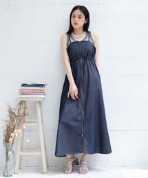 フロントジップ/デニムキャミワンピース