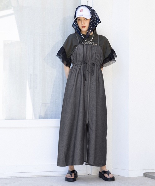 RAGEBLUE（レイジブルー）の「フロントジップ/デニムキャミワンピース（ワンピース・レディース・グレー/ブルー・FREE）」の12枚目の写真