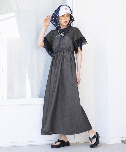 RAGEBLUE（レイジブルー）の「フロントジップ/デニムキャミワンピース（ワンピース・レディース・グレー/ブルー・FREE）」の11枚目の写真