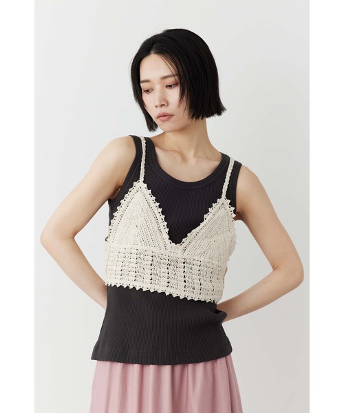Limue（リミュ）の「カラミビスチェ付きカットソー（Tシャツ/カットソー・レディース・オフホワイト/ブラック・FREE）」の2枚目の写真