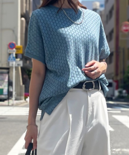 ikka(イッカ)の「アイレットレースプルオーバー(Tシャツ/カットソー・レディース・オフホワイト/ブラック/グリーン/ダークベージュ/ブルー・S/L/M)」の5枚目の写真