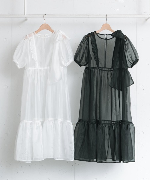 INTER FACTORY（インターファクトリー）の「【mayuka】 - メレンゲシアーロングワンピース - made in INTER FACTORY（ワンピース・レディース・ブラック/ホワイト・FREE）」の18枚目の写真