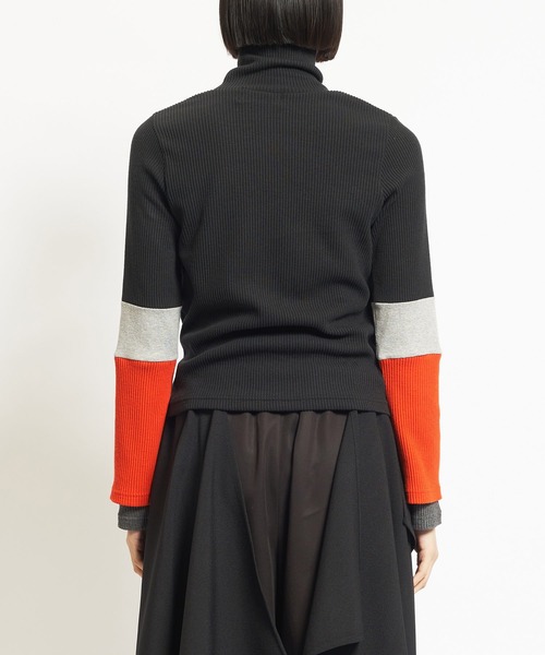 gomme（ゴム）の「リブニット　レイヤーアームＴ（Tシャツ/カットソー・レディース・チャコールグレー/ブラック・MEDIUM）」の13枚目の写真