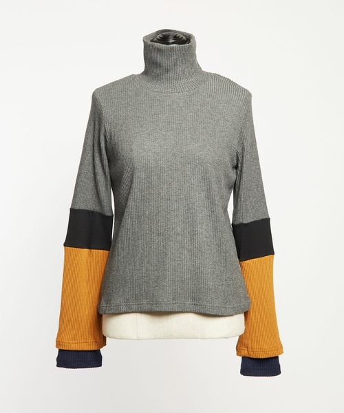 gomme（ゴム）の「リブニット　レイヤーアームＴ（Tシャツ/カットソー・レディース・チャコールグレー/ブラック・MEDIUM）」の18枚目の写真