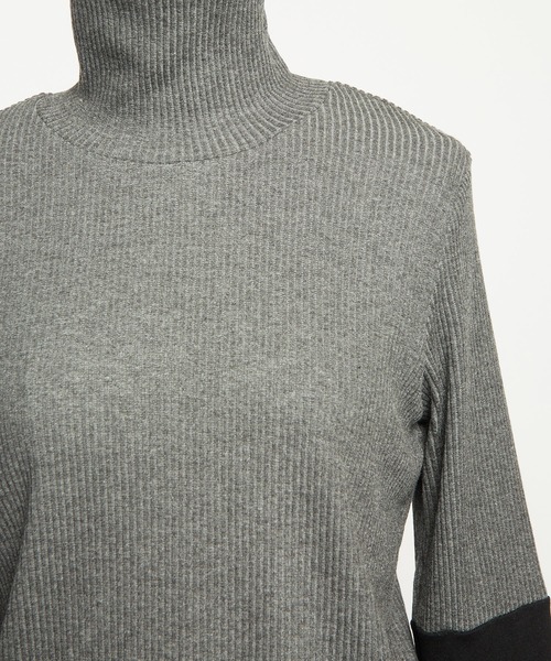 gomme（ゴム）の「リブニット　レイヤーアームＴ（Tシャツ/カットソー・レディース・チャコールグレー/ブラック・MEDIUM）」の20枚目の写真