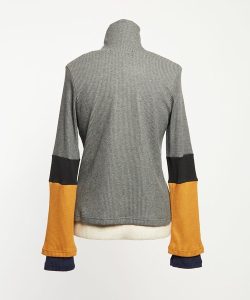 gomme（ゴム）の「リブニット　レイヤーアームＴ（Tシャツ/カットソー・レディース・チャコールグレー/ブラック・MEDIUM）」の19枚目の写真