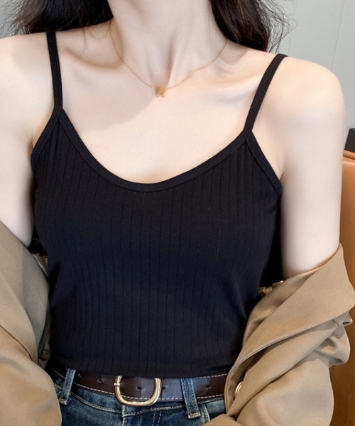 Beststore(ベストストア)の「キャミソール トップス インナー Vネック(キャミソール・レディース・ブラック/グリーン/ピンク/ホワイト/ベージュ/ライトパープル・M/L)」の15枚目の写真