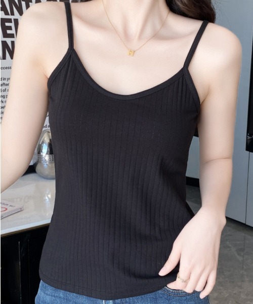 Beststore(ベストストア)の「キャミソール トップス インナー Vネック(キャミソール・レディース・ブラック/グリーン/ピンク/ホワイト/ベージュ/ライトパープル・M/L)」の14枚目の写真
