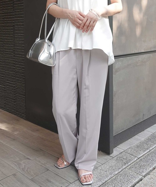 CORNERS（コーナーズ）の「ハイウエストスラックスパンツ（スラックス・レディース・ダークブラウン/グレイッシュベージュ/ブラック・マルチサイズ）」の3枚目の写真