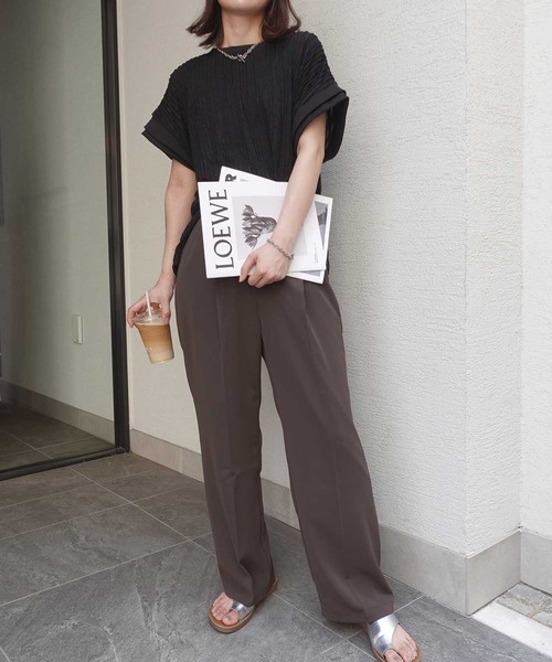 CORNERS（コーナーズ）の「ハイウエストスラックスパンツ（スラックス・レディース・ダークブラウン/グレイッシュベージュ/ブラック・マルチサイズ）」の8枚目の写真