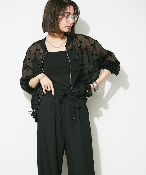 Remind me and forever（リマインドミーアンドフォーエバー）の「シアーフロッキードットブルゾン（ブルゾン・レディース・ベージュ/ブラック/カーキ・FREE）」の22枚目の写真