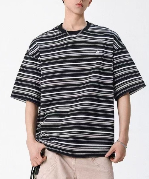 【美品】BEARDSLEY ボーダー ドルマン カットソー オーバーサイズ 黒 美品】BEARDSLEY ボーダー ドルマン カットソー オーバーサイズ