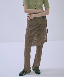Cut Lace Soft Flare Pants & Layered Skirt Set