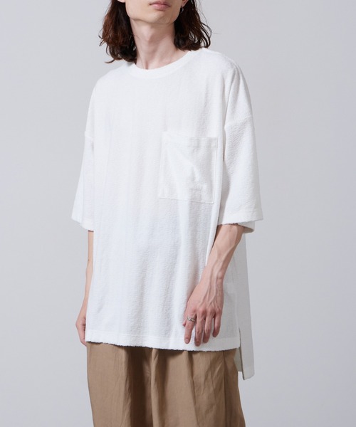 superNova.(スーパーノヴァ)の「superNova./スーパーノヴァ Big pocket Tee-Watre Surface Pile Tシャツ 夏服(Tシャツ/カットソー・メンズ・ホワイト・M)」の1枚目の写真