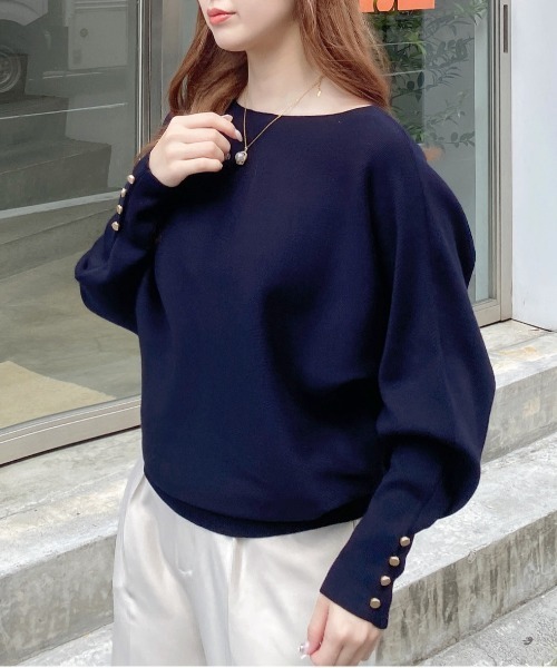 【売れました】INGNI(イング)衿付きネイビーニットトップス 売れました】INGNI(イング)衿付きネイビーニットトップス