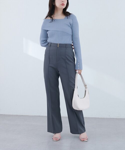 natural couture(ナチュラルクチュール)の「アシメオフショル長袖ニット(ニット/セーター・レディース・ブラック/サックスブルー/ブラウン/ボルドー/アイボリー/グリーン/グレイッシュベージュ・FREE)」の18枚目の写真