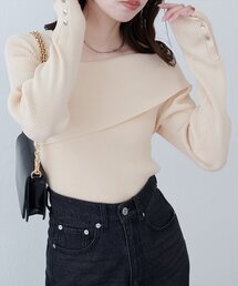 natural couture | アシメオフショル長袖ニット(ニット/セーター)