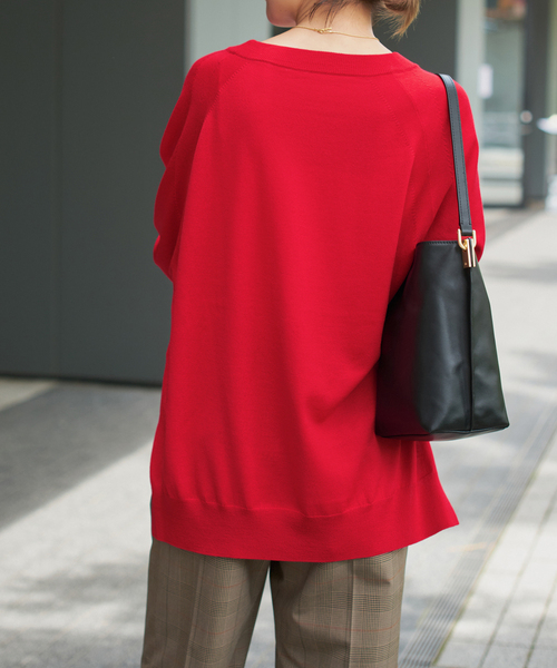 Spick & Span（スピックアンドスパン）の「ウォッシャブルラグランスリーブプルオーバー（ニット/セーター・レディース・その他2/ブラック/ブラウン/レッド・FREE）」の7枚目の写真