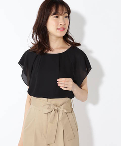 セール】アシメカラー布帛ドッキングカットトップス（Tシャツ