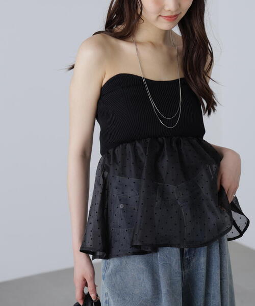 専用♡イタリア購入 ふわふわシフォンドッキングプリーテッドドルマントップス titivate tシャツ シフォンフリルドッキングトップス レディース