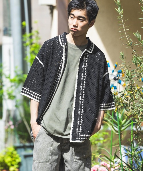 niko and...(ニコアンド)の「クロシェ編みラインニットシャツ(シャツ/ブラウス・メンズ・アイボリー/ブラック・LARGE/MEDIUM)」の6枚目の写真
