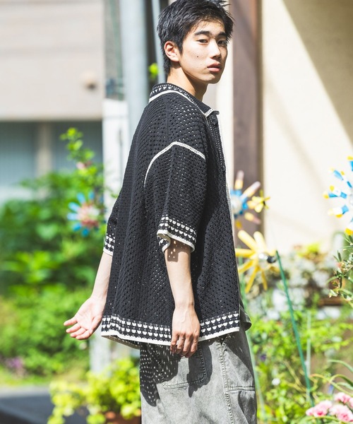 niko and...(ニコアンド)の「クロシェ編みラインニットシャツ(シャツ/ブラウス・メンズ・アイボリー/ブラック・LARGE/MEDIUM)」の7枚目の写真