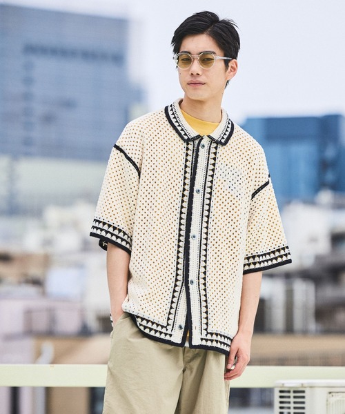 niko and...(ニコアンド)の「クロシェ編みラインニットシャツ(シャツ/ブラウス・メンズ・アイボリー/ブラック・LARGE/MEDIUM)」の12枚目の写真