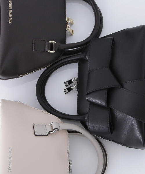 NATURAL BEAUTY BASIC（ナチュラルビューティーベーシック）の「◇ボウリボンミニボストンバッグ（ボストンバッグ・レディース・ブラック/ダークブラウン/ホワイト系その他・ﾌﾘ-）」の4枚目の写真