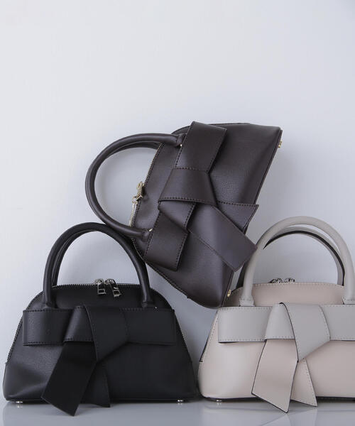 NATURAL BEAUTY BASIC（ナチュラルビューティーベーシック）の「◇ボウリボンミニボストンバッグ（ボストンバッグ・レディース・ブラック/ダークブラウン/ホワイト系その他・ﾌﾘ-）」の3枚目の写真