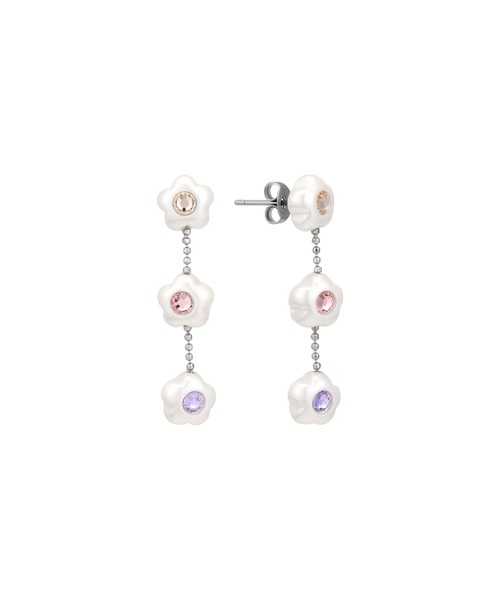 2-5日着 MARY QUANT 3デイジーシェイプドパール チェーン ピアス 3デイジーシェイプドパール ピアス（ピアス（両耳用））｜MARY