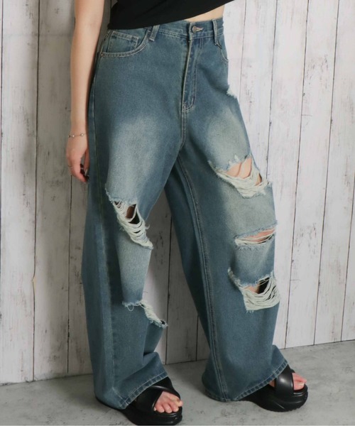 絶妙なデザイン ダメージデニムパンツ（デニムパンツ）｜GORGE（ゴージ）の パンツ