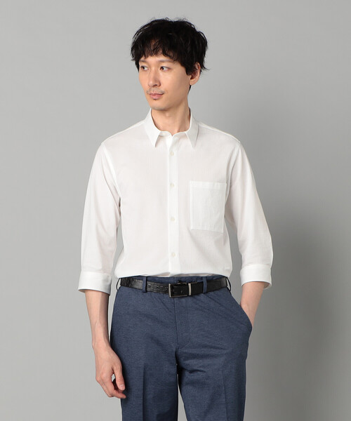 COMME CA MEN(コムサメン)の「TIOTIO加工 シアサッカージャージー 七分袖シャツ(シャツ/ブラウス・メンズ・ネイビー/ホワイト・L/M/S)」の16枚目の写真