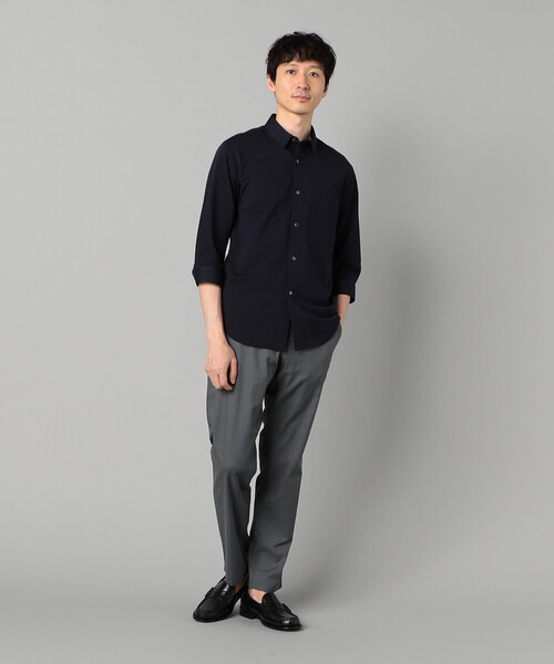 COMME CA MEN(コムサメン)の「TIOTIO加工 シアサッカージャージー 七分袖シャツ(シャツ/ブラウス・メンズ・ネイビー/ホワイト・L/M/S)」の8枚目の写真