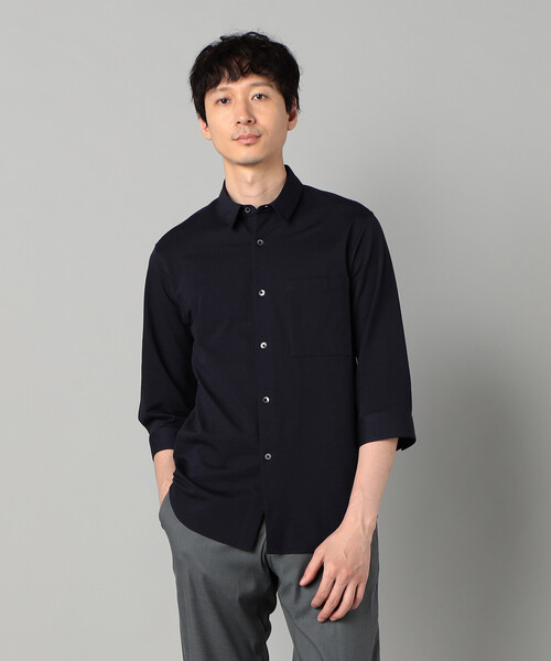COMME CA MEN(コムサメン)の「TIOTIO加工 シアサッカージャージー 七分袖シャツ(シャツ/ブラウス・メンズ・ネイビー/ホワイト・L/M/S)」の11枚目の写真