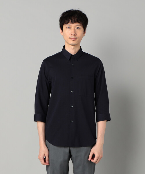 COMME CA MEN(コムサメン)の「TIOTIO加工 シアサッカージャージー 七分袖シャツ(シャツ/ブラウス・メンズ・ネイビー/ホワイト・L/M/S)」の10枚目の写真