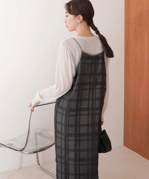 Bab(バブ)の「【S・Mサイズ展開】シアーチェックキャミワンピース(ワンピース・レディース・ブラック/アイボリー・MEDIUM/SMALL)」の20枚目の写真