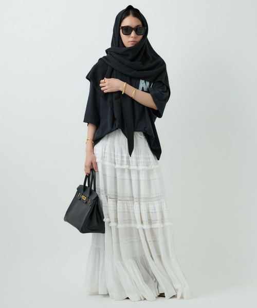 Chaos（カオス）の「Chaos(カオス)/ 【ASAUCE MELER】別注トライアングルストール（ストール/ショール・レディース・モカ/ピンク/チャコールグレー・FREE）」の2枚目の写真